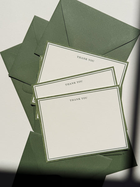 Thank You Notecard No. 13 Set of 6 in Olive – Jaymes Paper
