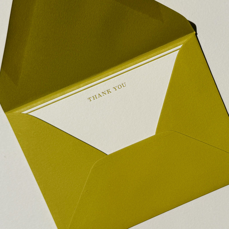 Thank You Notecard No. 13 Set of 6 in Chartreuse – Jaymes Paper