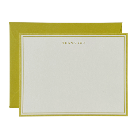 Thank You Notecard No. 13 Set of 6 in Chartreuse – Jaymes Paper