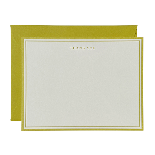 Thank You Notecard No. 13 Set of 6 in Chartreuse – Jaymes Paper
