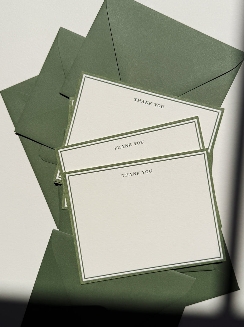 Thank You Notecard No. 13 Set of 6 in Olive – Jaymes Paper
